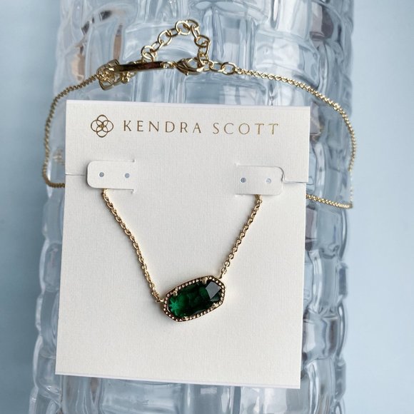 Kendra Scott Jewelry - Kendra Scott Gold Necklace with Deep Green Stone